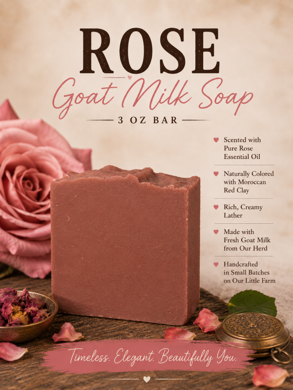 Rose Goat Milk Soap 3 oz Bar