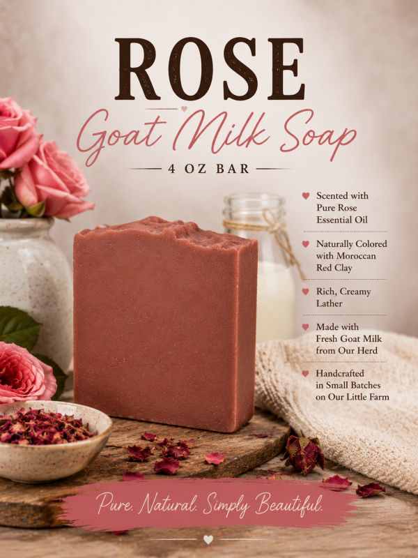 Rose Goat Milk Soap 4 oz Bar