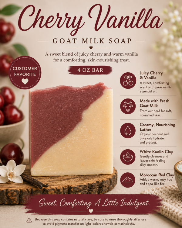 Cherry Vanilla Goat Milk Soap 4 oz Bar